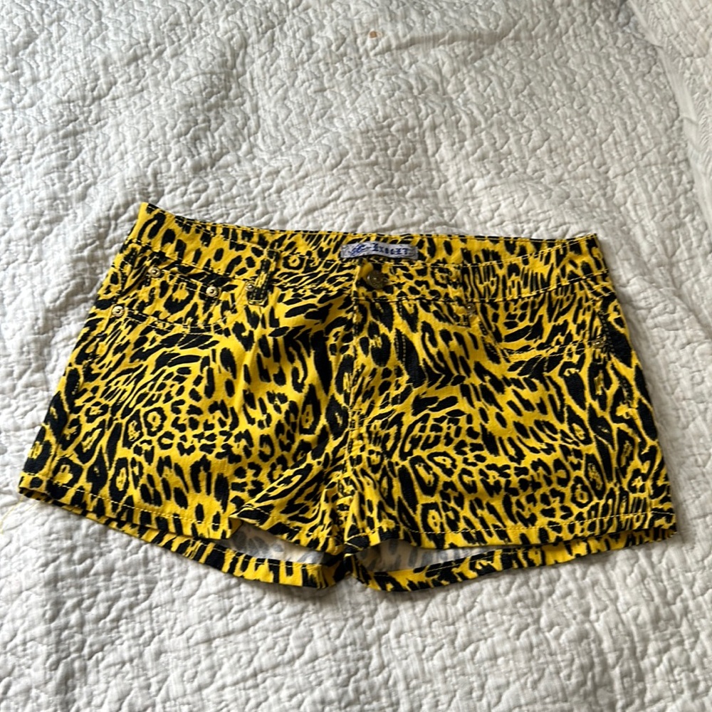 Yellow leopard punk shorts